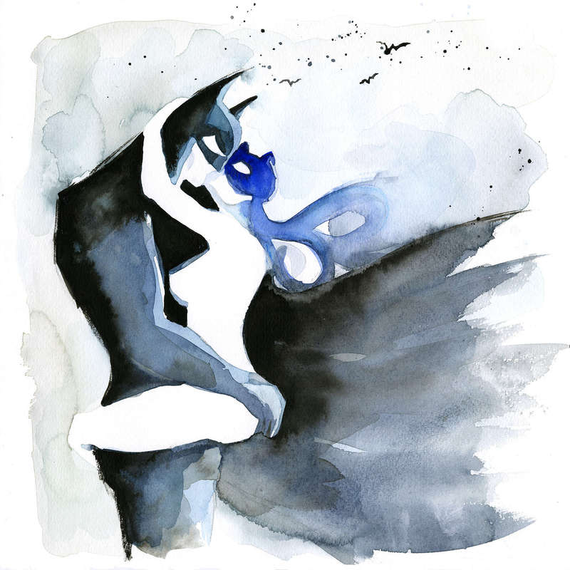 800x800 Batman And Catwoman Kissing Watercolour Severest Inks - Catwoman Watercolor