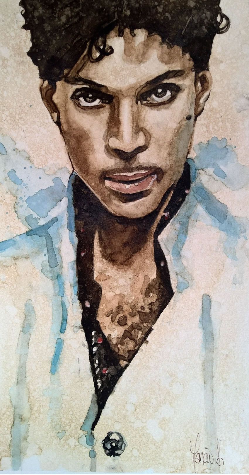 850x1621 Powerful And Nostalgic Watercolor Paintings Of Iconic Artists By - Celebrity Watercolor Portraits