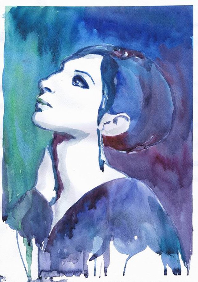 642x914 Barbara Streisand Watercolor Painting Barbra Portrait Fashion Etsy - Celebrity Watercolor Portraits