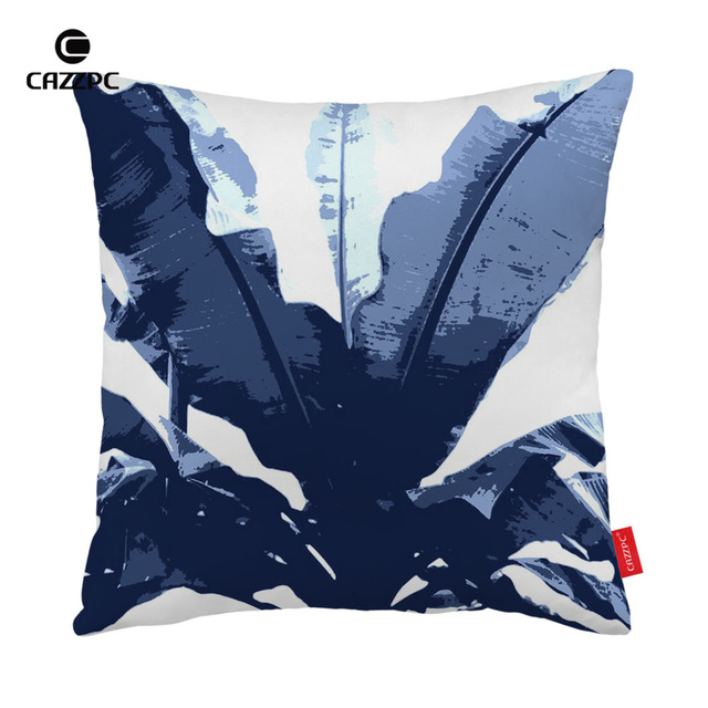 640x640 Watercolor Navy Blue Banana Leaves Print Car Decorative Throw - Chair Watercolor