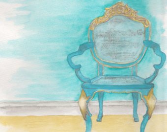340x270 Watercolor Chair Etsy - Chair Watercolor