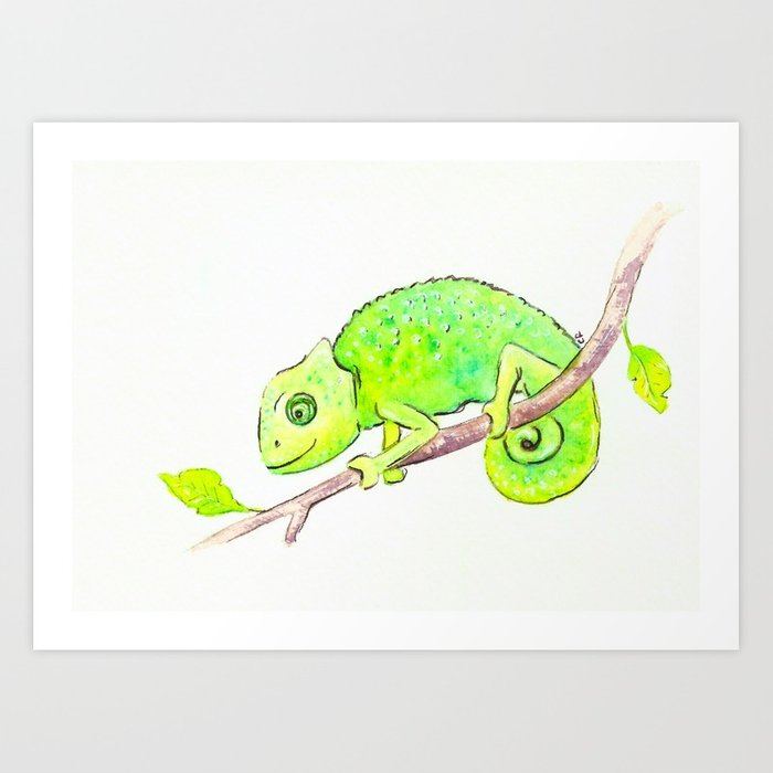 700x700 Chameleon Watercolor Art Print By Imagodeinurserydecor Society6 - Chameleon Watercolor