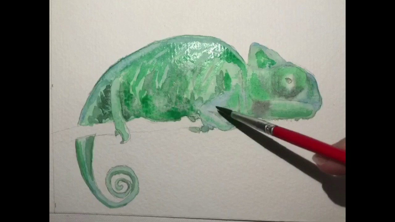 1280x720 Chameleon Watercolor Painting 2 - Chameleon Watercolor