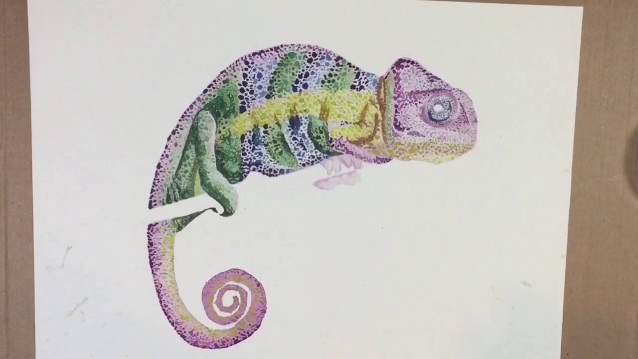 1280x720 Paint With Me Colorful Melting Chameleon Watercolor Process - Chameleon Watercolor