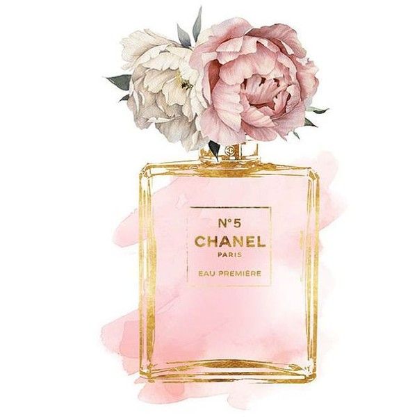 600x600 Chanel No5 Art 8x10 Pink Peony Watercolor Watercolour Gold - Chanel Watercolor