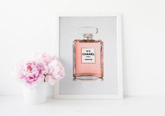 570x402 Chanel Perfume Bottle Watercolor Digital Download Instant Etsy - Chanel Watercolor