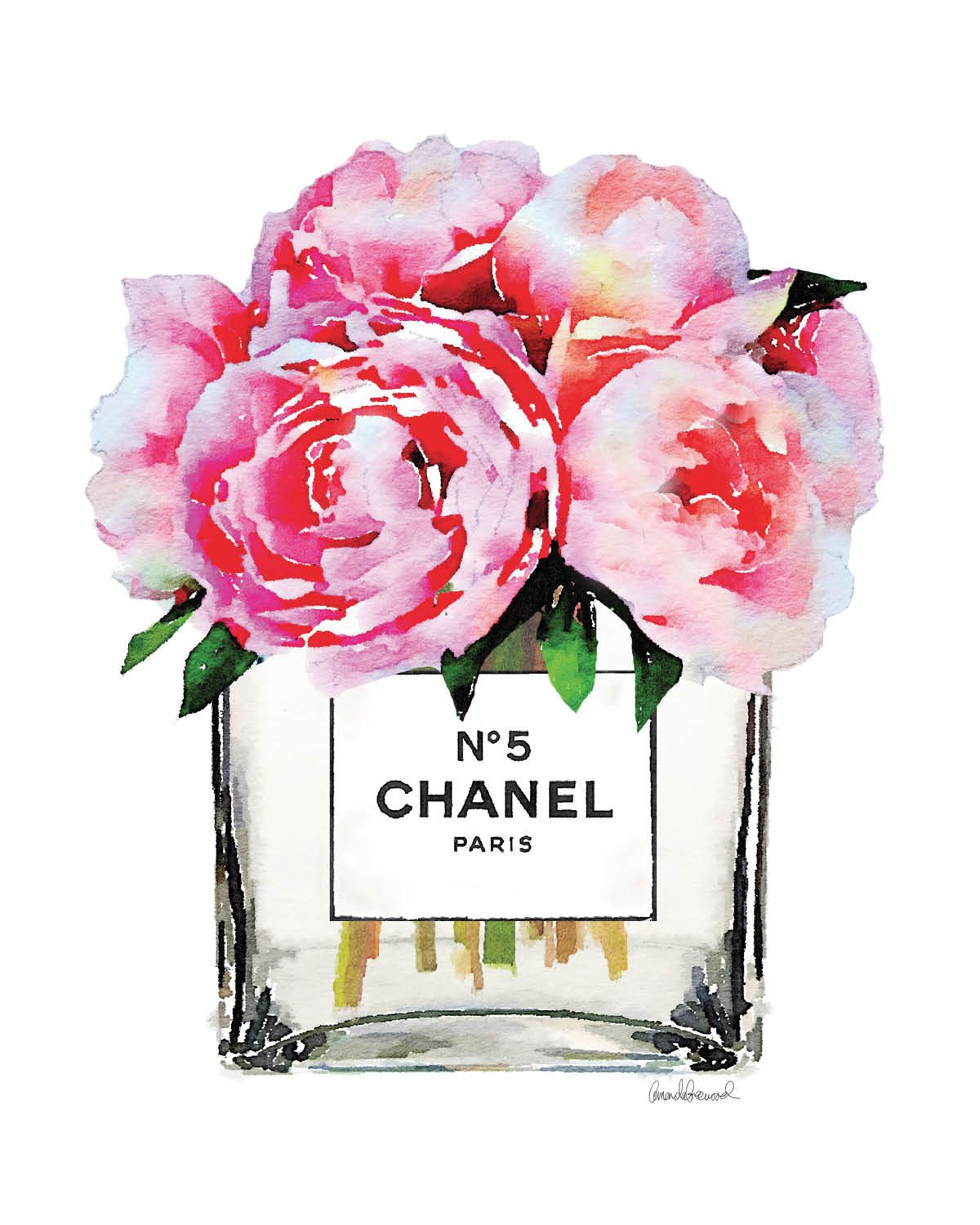 1200x1500 Chanel Watercolor Flower Peony Art Print Pink Coco Chanel - Chanel Watercolor