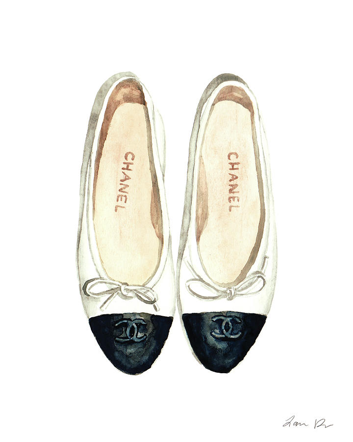 720x900 Chanel Ballet Flats Classic Watercolor Fashion Illustration Coco - Chanel Watercolor