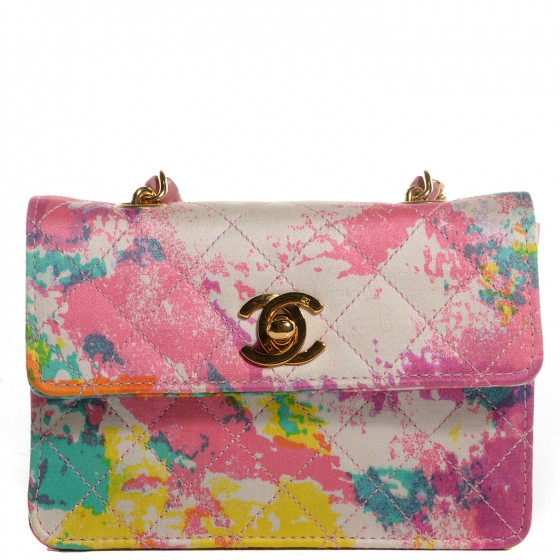 560x560 Chanel Satin Printed Watercolor Micro Flap 95843 - Chanel Watercolor Bag