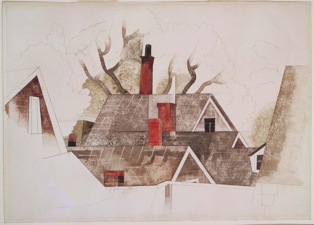 1024x733 Charles Demuth Red Chimneys (1918) Artsy - Charles Demuth Watercolor Paintings