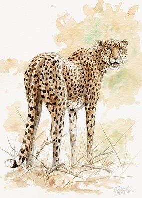 285x398 Cheetah Watercolor 1 Art Cheetahs, Watercolor And - Cheetah Watercolor