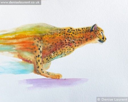 450x358 Racing Cheetah Watercolour Painting Cheetahs, Tattoo - Cheetah Watercolor