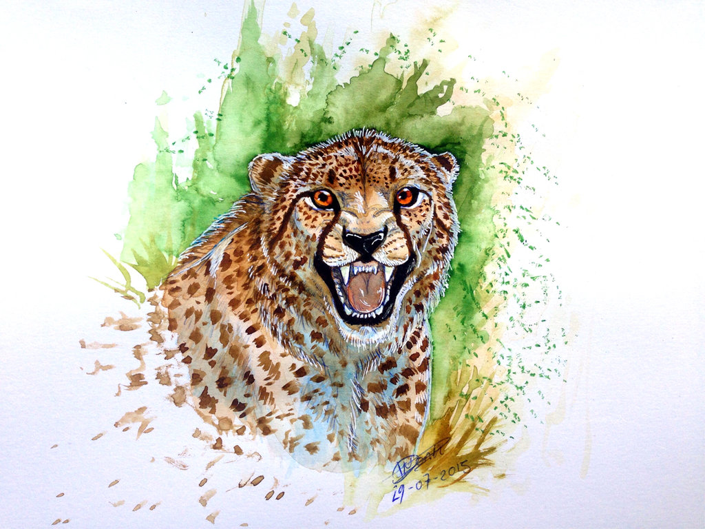 1024x768 Watercolor - Cheetah Watercolor