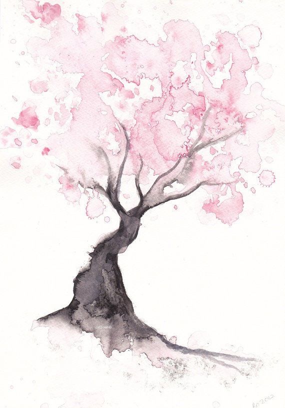 Cherry Blossom Tree Watercolor at PaintingValley.com | Explore ...