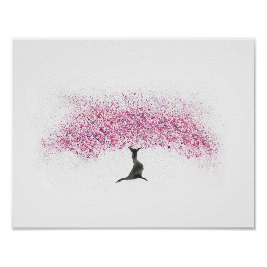 540x540 Cherry Blossom Tree Watercolor Poster - Cherry Blossom Tree Watercolor