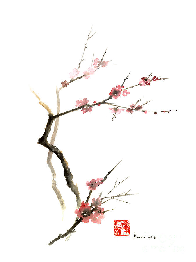 675x900 Cherry Blossom Sakura Flowers Pink Red White Brown Black Tree - Cherry Blossom Watercolor