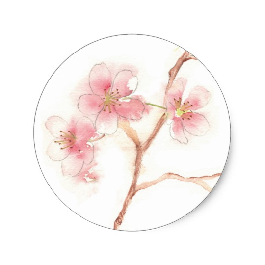 540x540 Cherry Blossom Watercolor Sticker - Cherry Blossom Watercolor