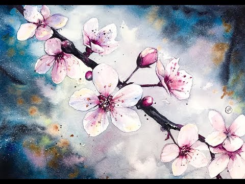 480x360 Watercolor Cherry Blossom Flowers Watercolor Painting Tutorial - Cherry Blossom Watercolor