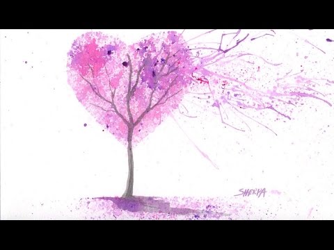 480x360 Easy Acrylic Watercolor Splatter Art The Cherry Blossom Love Tree - Cherry Blossom Watercolor Art
