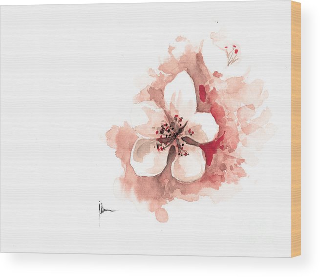 655x566 Cherry Blossom Watercolor Art Print Painting Sakura Wood Print By - Cherry Blossom Watercolor Art