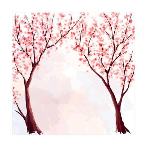 473x473 Cherry Blossom. Watercolor Illustration Poster By Megapixelina - Cherry Tree Watercolor