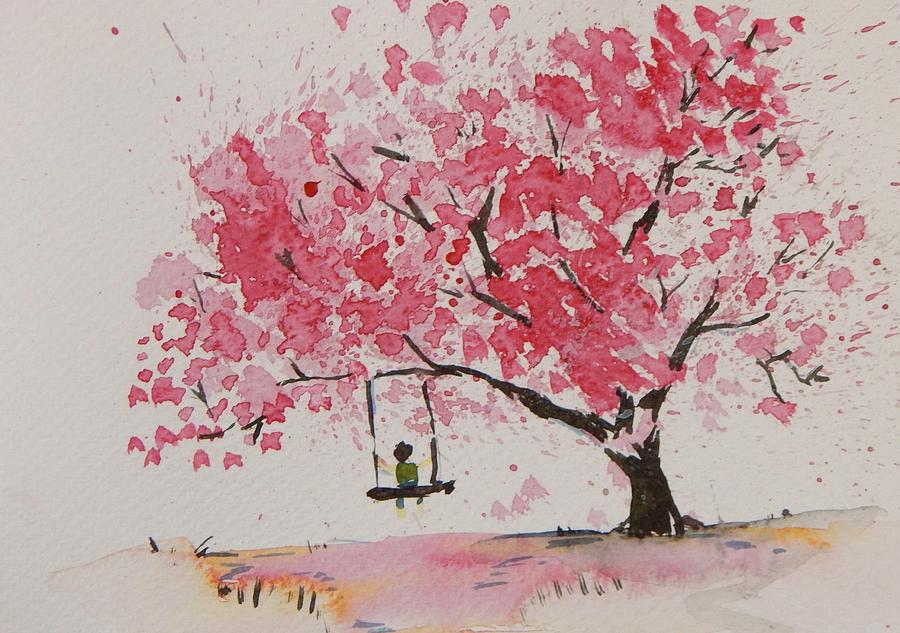 900x633 Cherry Tree My 2nd Watercolor Painting Checking It Out.. Steemit - Cherry Tree Watercolor