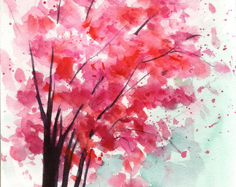 Cherry Tree Watercolor at PaintingValley.com | Explore collection of ...