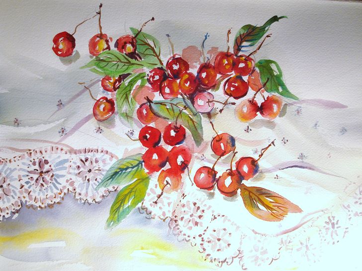 728x546 How To Paint Luscious Cherries In Watercolor (With Pictures) - Cherry Watercolor