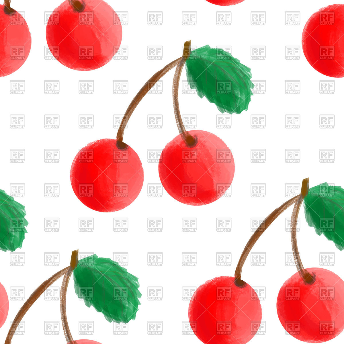 1200x1200 Seamless Pattern With Watercolor Cherry Vector Image Vector - Cherry Watercolor