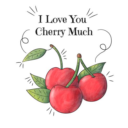 490x490 Watercolor Cherries With Inspirational Quote And Play Words - Cherry Watercolor