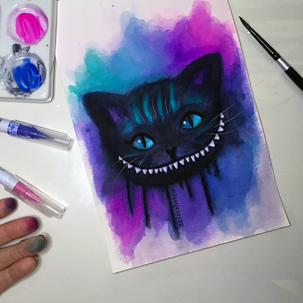600x600 Cheshire Cat Watercolor By Jessyg22 - Cheshire Cat Watercolor