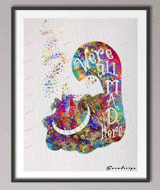 539x640 Original Watercolor Alice In Wonderland Cheshire Cat Canvas - Cheshire Cat Watercolor