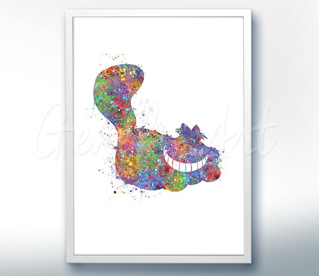 642x556 Alice In Wonderland Cheshire Cat Watercolor Poster Print Etsy - Cheshire Cat Watercolor