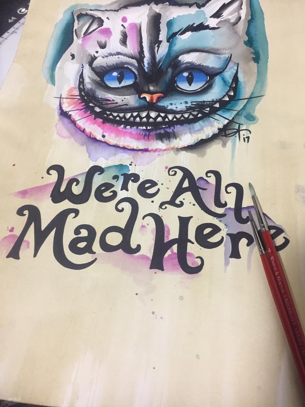 600x800 Watercolor Cheshire Cat By Dylan Talbert Davenport Tattoonow - Cheshire Cat Watercolor