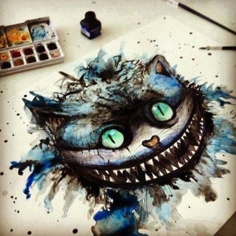 480x480 Punk Watercolor Cheshire Cat Alice In Wonderland Painting - Cheshire Cat Watercolor