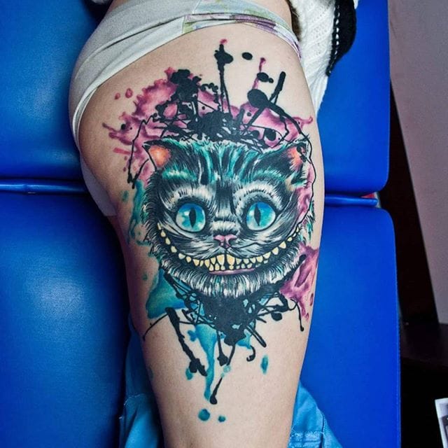 640x640 Stacie Mayer Cheshire Cat Watercolor Tattoo By Jay Van Gerven - Cheshire Cat Watercolor