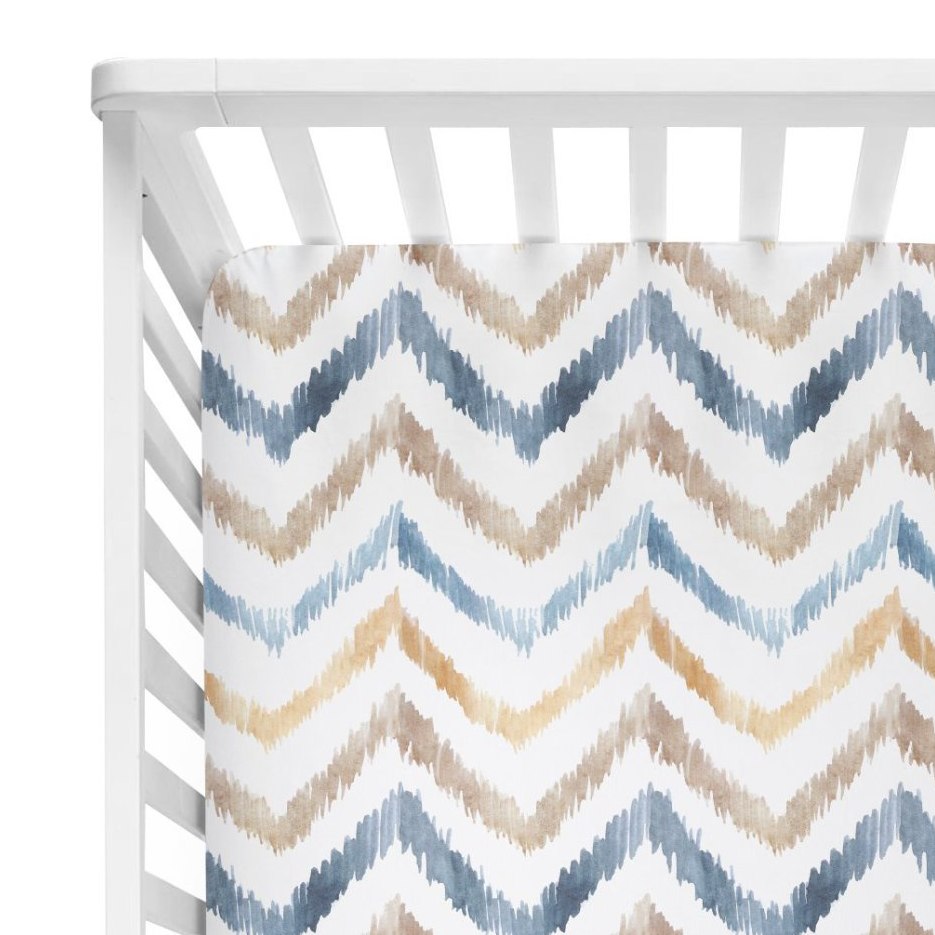935x935 Neutral Watercolor Chevron Crib Sheet - Chevron Watercolor