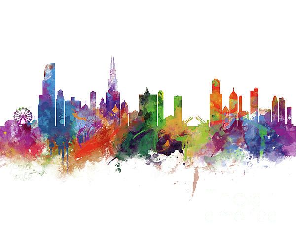 600x486 Chicago - Chicago Skyline Watercolor