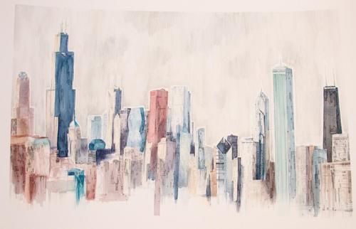 500x322 Chicago Skyline Watercolor - Chicago Skyline Watercolor