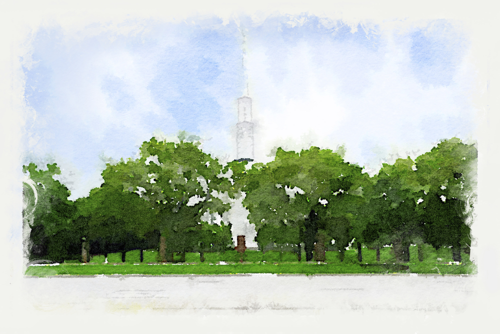 1000x667 Chicago Temple - Chicago Watercolor