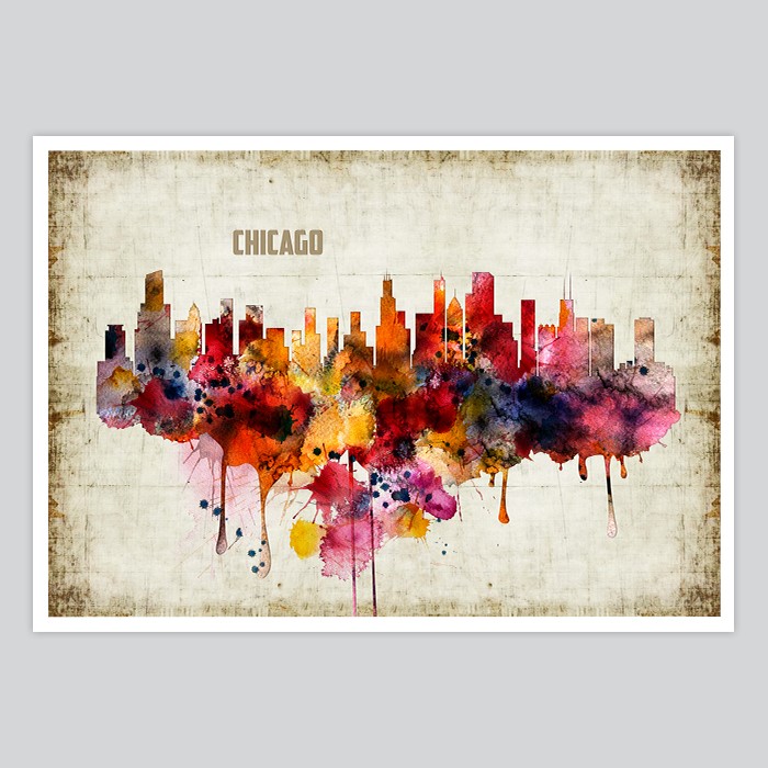700x700 Chicago Watercolor Print - Chicago Watercolor