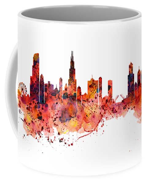 479x600 Chicago Watercolor Skyline Coffee Mug For Sale By Marian Voicu - Chicago Watercolor