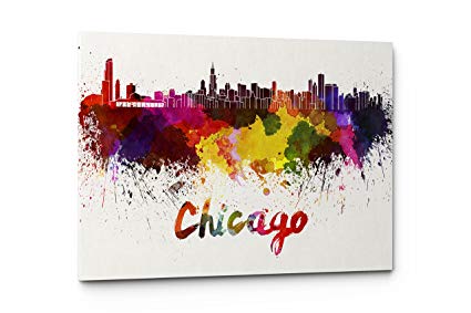 425x283 Watercolor City Splash Skyline Wall Art Canvas Print - Chicago Watercolor