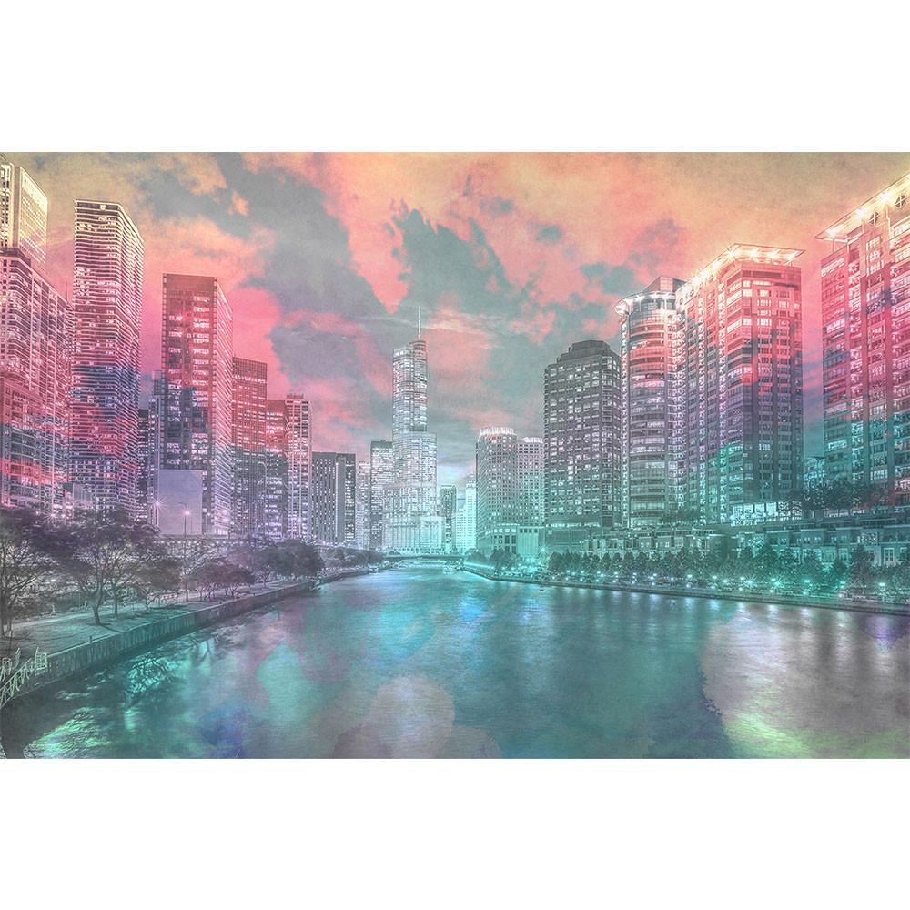 1000x1000 Watercolor Chicago River View Wall Graphic - Chicago Watercolor