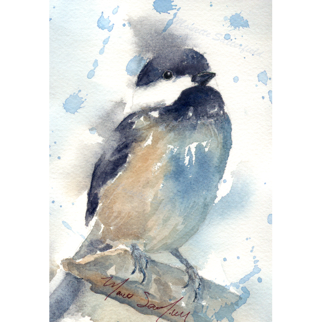 640x640 New Watercolor Bird Paintings Chickadee And Wren - Chickadee Watercolor Painting