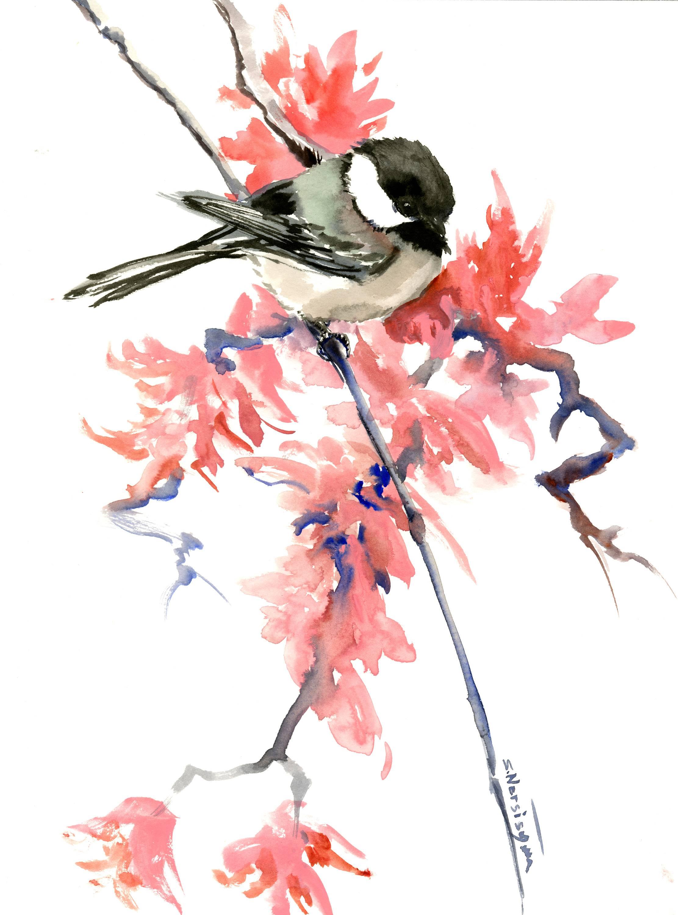 2223x3000 Suren Nersisyan - Chickadee Watercolor Painting