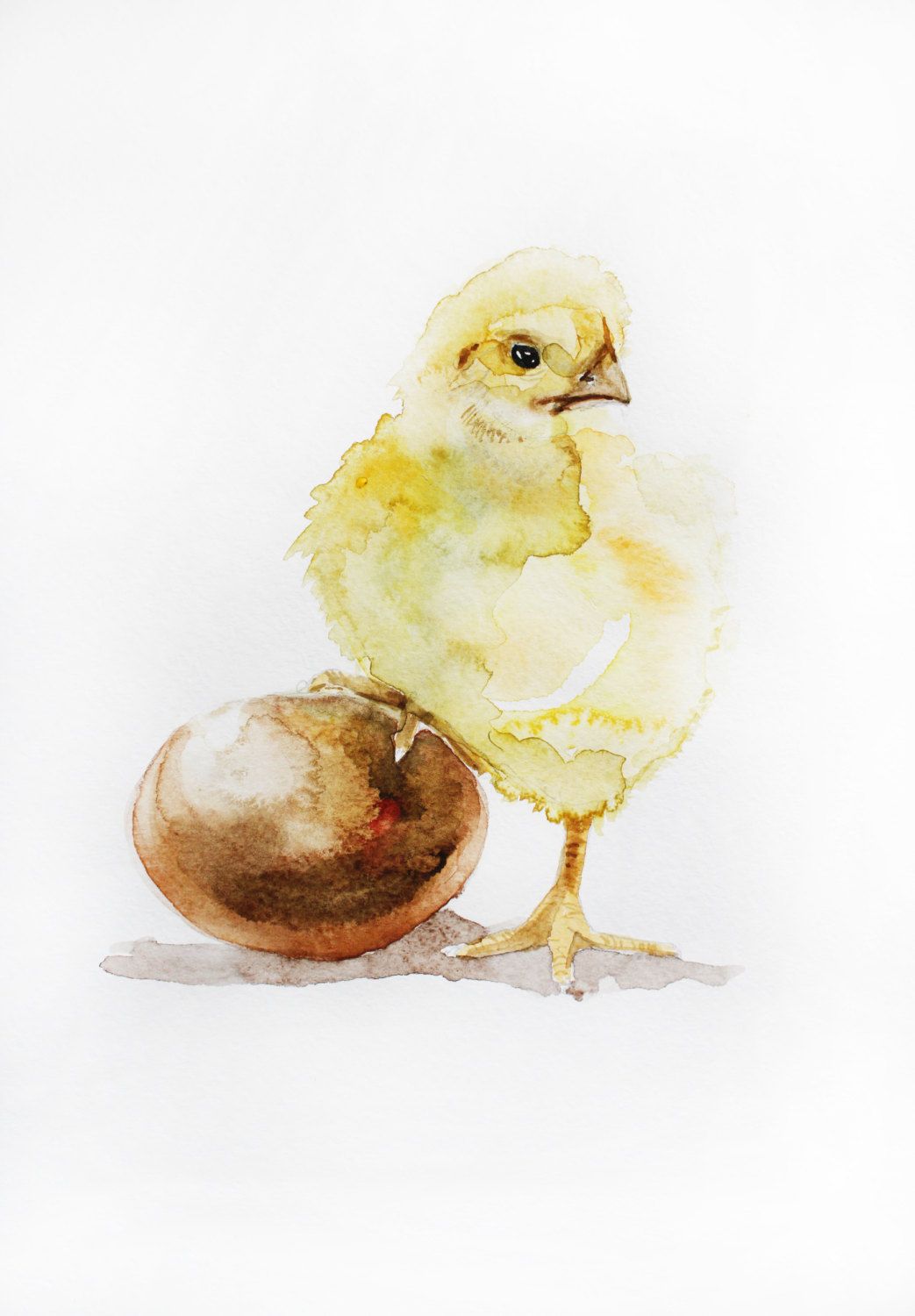 1043x1500 Original Watercolor Painting, Baby Chicken Art, Home Decor, Baby - Chicken Watercolor Paintings