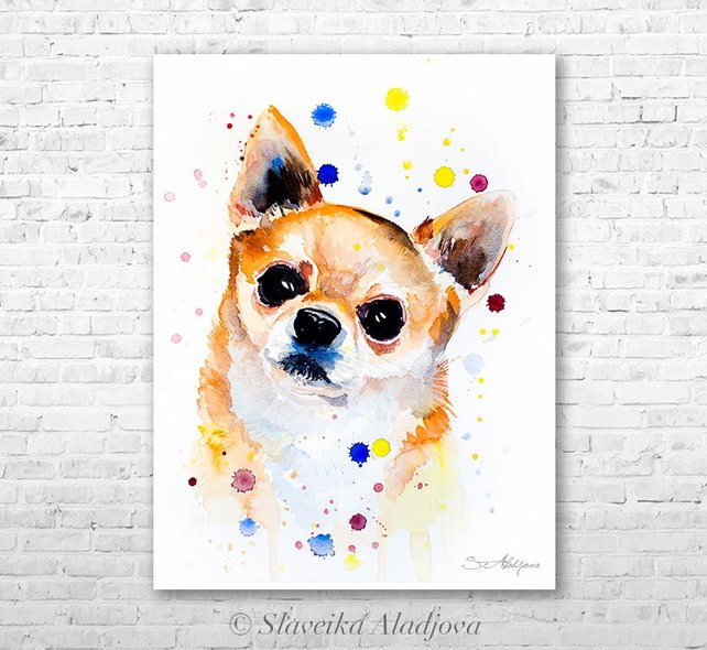 642x590 Chihuahua Watercolor Painting Print By Slaveika Aladjova Etsy - Chihuahua Watercolor
