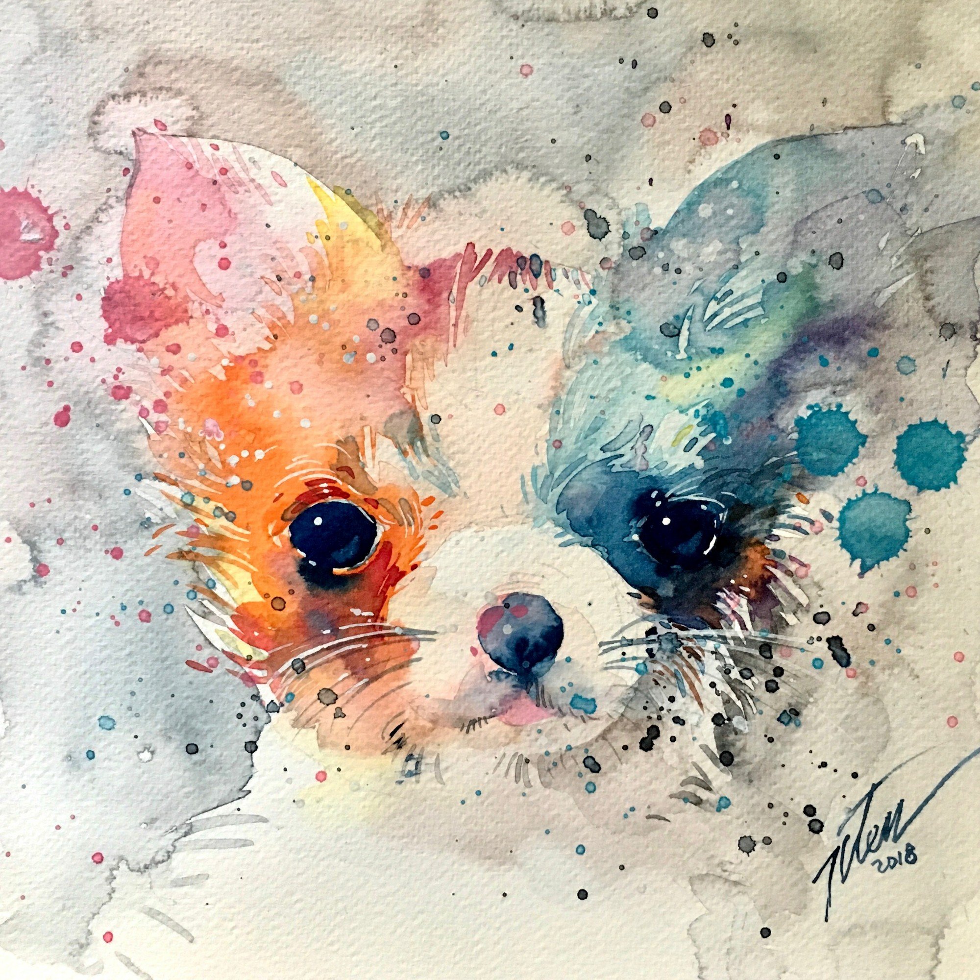 2000x2000 Chihuahua Original Watercolour Tilen Ti Tictail - Chihuahua Watercolor