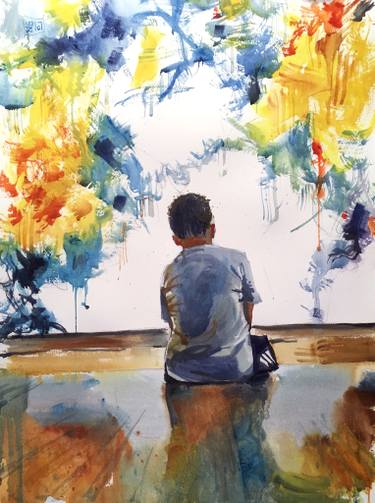 375x503 Original Realism Children Watercolor Paintings For Sale Saatchi Art - Children Watercolor